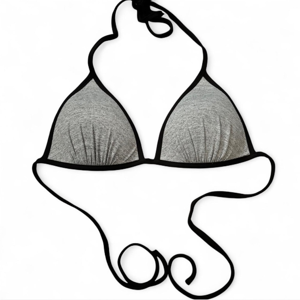 Gray and black Triangle Bikini Top